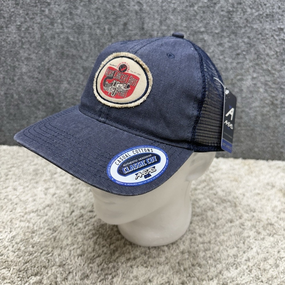 Kickin Cancer's Bass 15 Years Hat Cap Mesh Snapback Blue Fish For The Cure